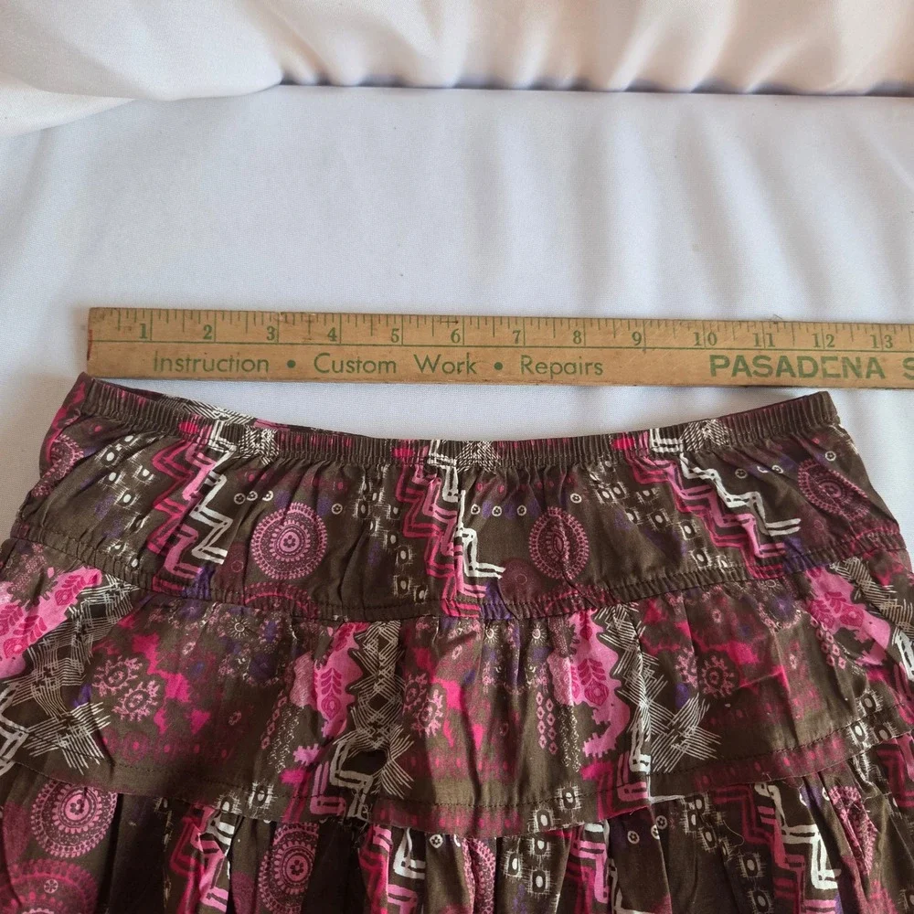 Eyeshadow Girl Brown Pink Boho Tiered Skort Y2K Fairycore Tulle Trim Size L 14‎